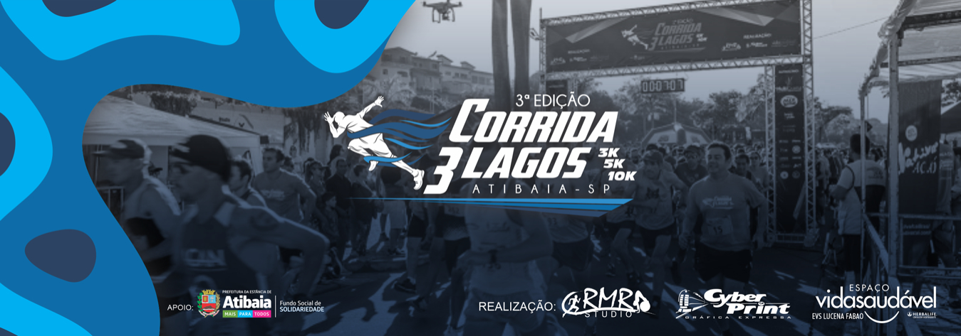 Imagem de divulgação do evento esportivo Corrida 3 Lagos - 6ª Edição de Corrida que acontecerá no dia 27 de Abril de 2025 na cidade de Atibaia - SP
