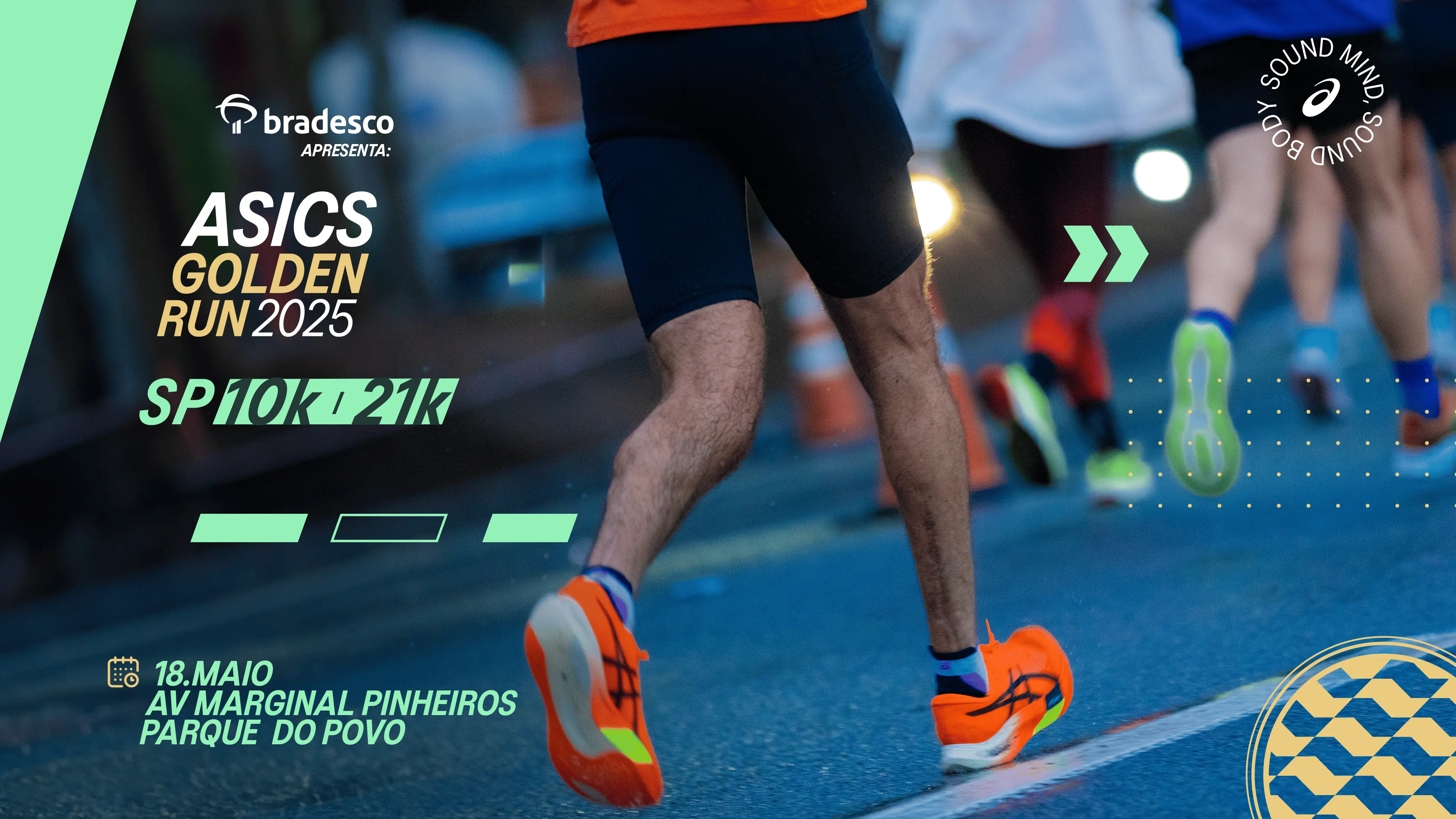 Imagem de divulgação do evento esportivo Asics Golden Run SP de Corrida que acontecerá no dia 18 de Maio de 2025 na cidade de São Paulo - SP