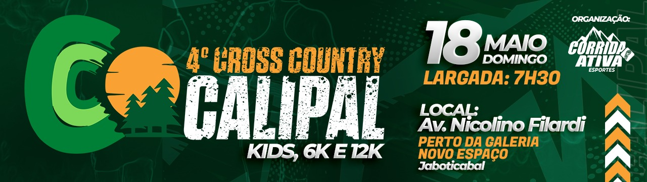 Imagem de divulgação do evento esportivo 4º Cross Country Calipal de Corrida que acontecerá no dia 18 de Maio de 2025 na cidade de Jaboticabal - SP