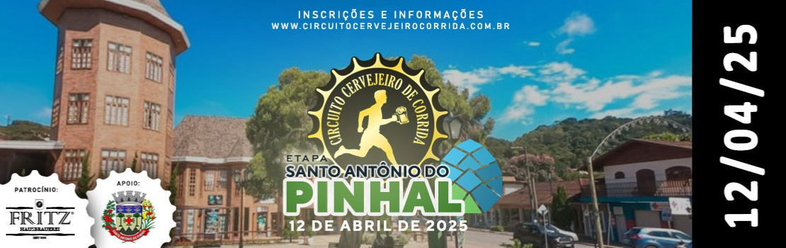 Image de divulgação do evento esportivo Circuito Cervejeiro de Corrida Santo Antonio do Pinhal de Corrida que acontecerá no dia 12 de Abril de 2025 na cidade de Santo Antônio do Pinhal - SP
