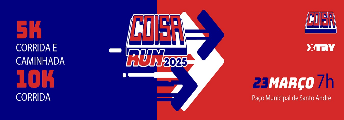 Image de divulgação do evento esportivo Coisa Run 2025 de Corrida que acontecerá no dia 23 de Março de 2025 na cidade de Santo André - SP