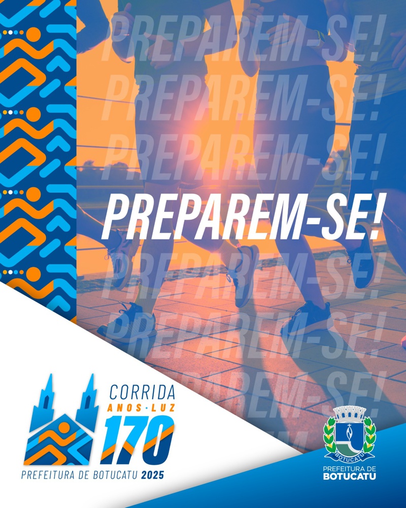 Imagem de divulgação do evento esportivo Corrida 170 Anos Luz de Corrida que acontecerá no dia 13 de Abril de 2025 na cidade de Botucatu - SP