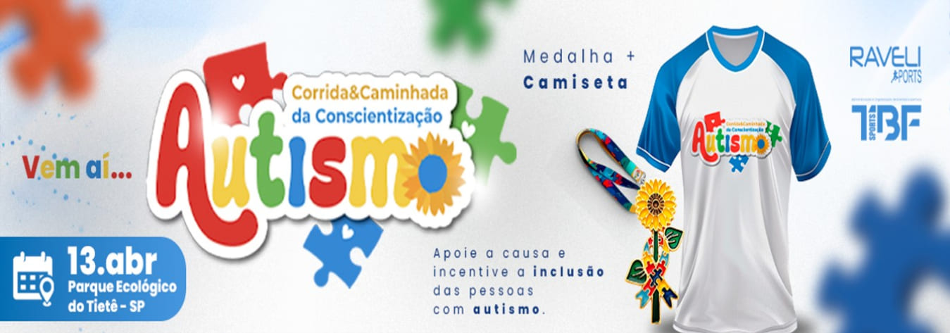 Imagem de divulgação do evento esportivo Corrida da Conscientização do Autismo - Etapa SP de Corrida que acontecerá no dia 13 de Abril de 2025 na cidade de São Paulo - SP