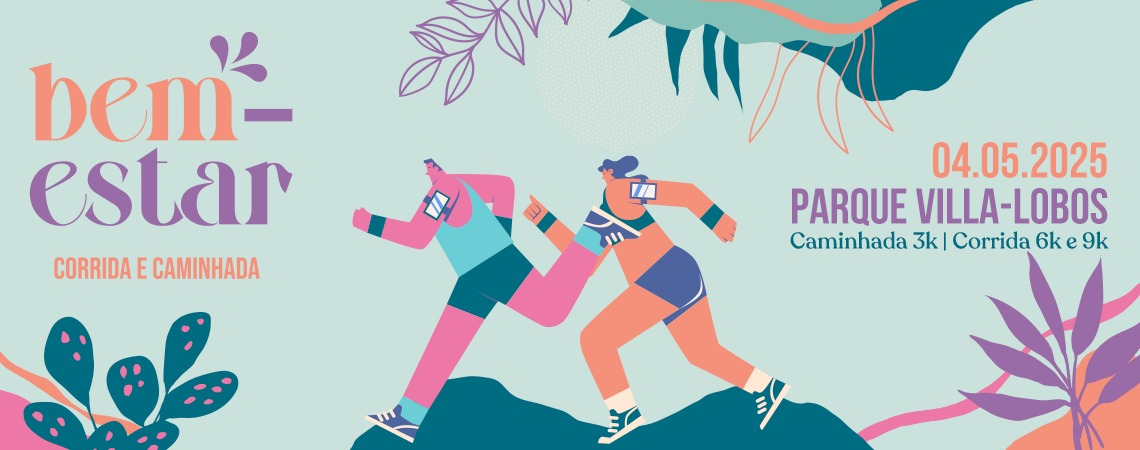 Imagem de divulgação do evento esportivo Corrida e Caminhada Bem Estar de Corrida que acontecerá no dia 4 de Maio de 2025 na cidade de São Paulo - SP