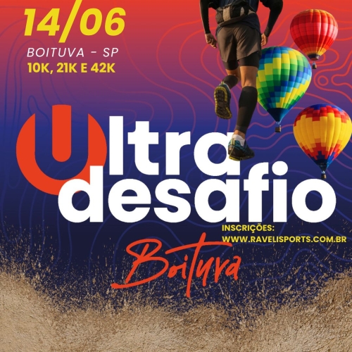 Imagem de divulgação do evento esportivo 3° Ultra Desafio Boituva de Trail Run que acontecerá no dia 14 de Junho de 2025 na cidade de Boituva - SP