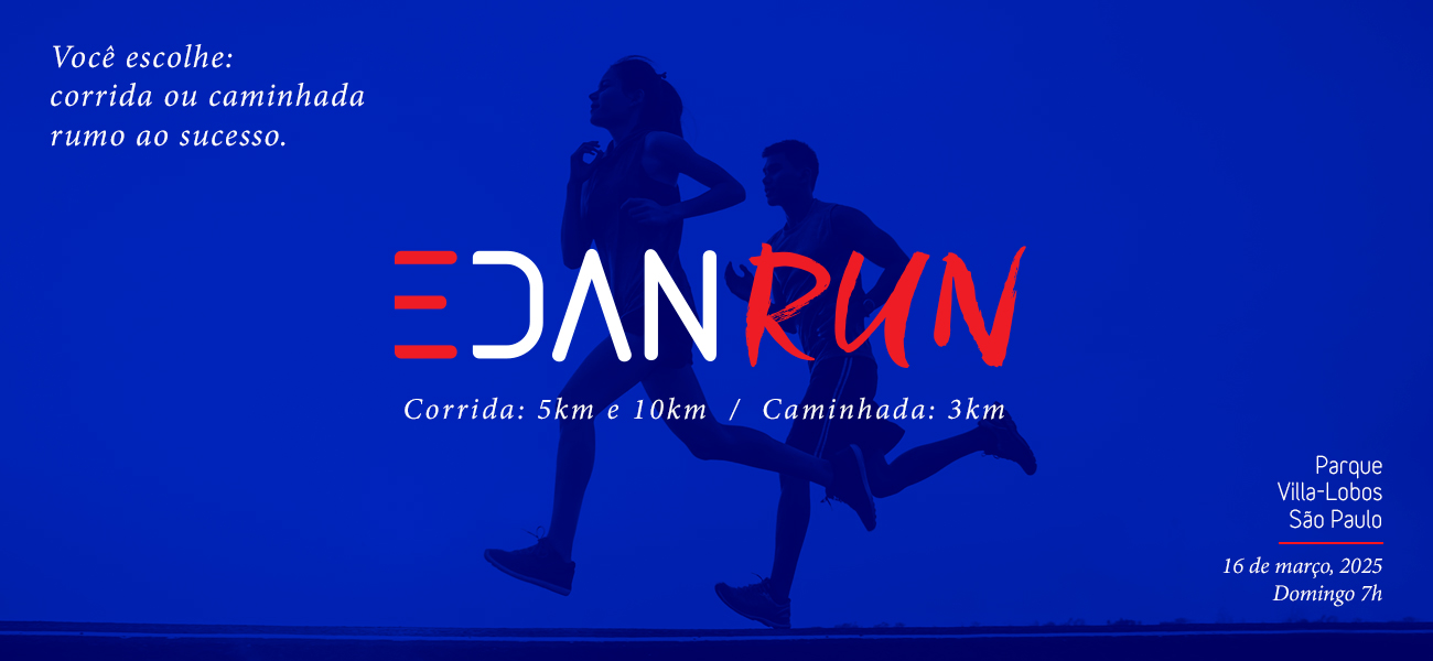 Imagem de divulgação do evento esportivo Edan Run de Corrida que acontecerá no dia 16 de Março de 2025 na cidade de São Paulo - SP