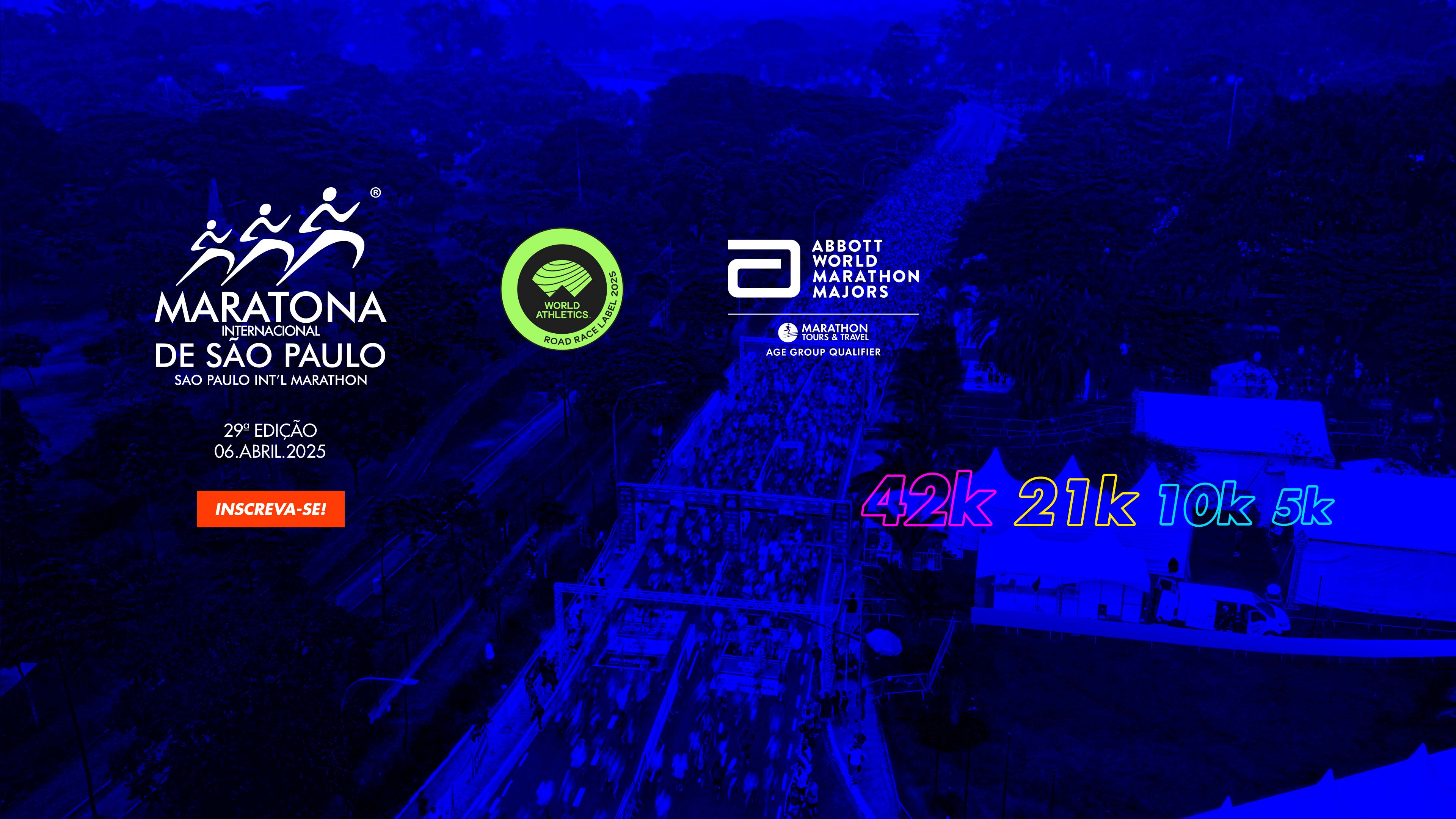 Imagem de divulgação do evento esportivo 29ª Maratona Internacional de São Paulo de Corrida que acontecerá no dia 6 de Abril de 2025 na cidade de São Paulo - SP