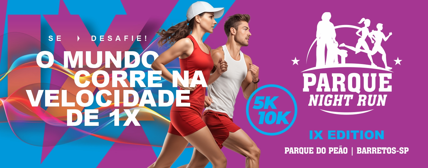 Imagem de divulgação do evento esportivo Parque Night Run 2025 de Corrida que acontecerá no dia 8 de Março de 2025 na cidade de Barretos - SP