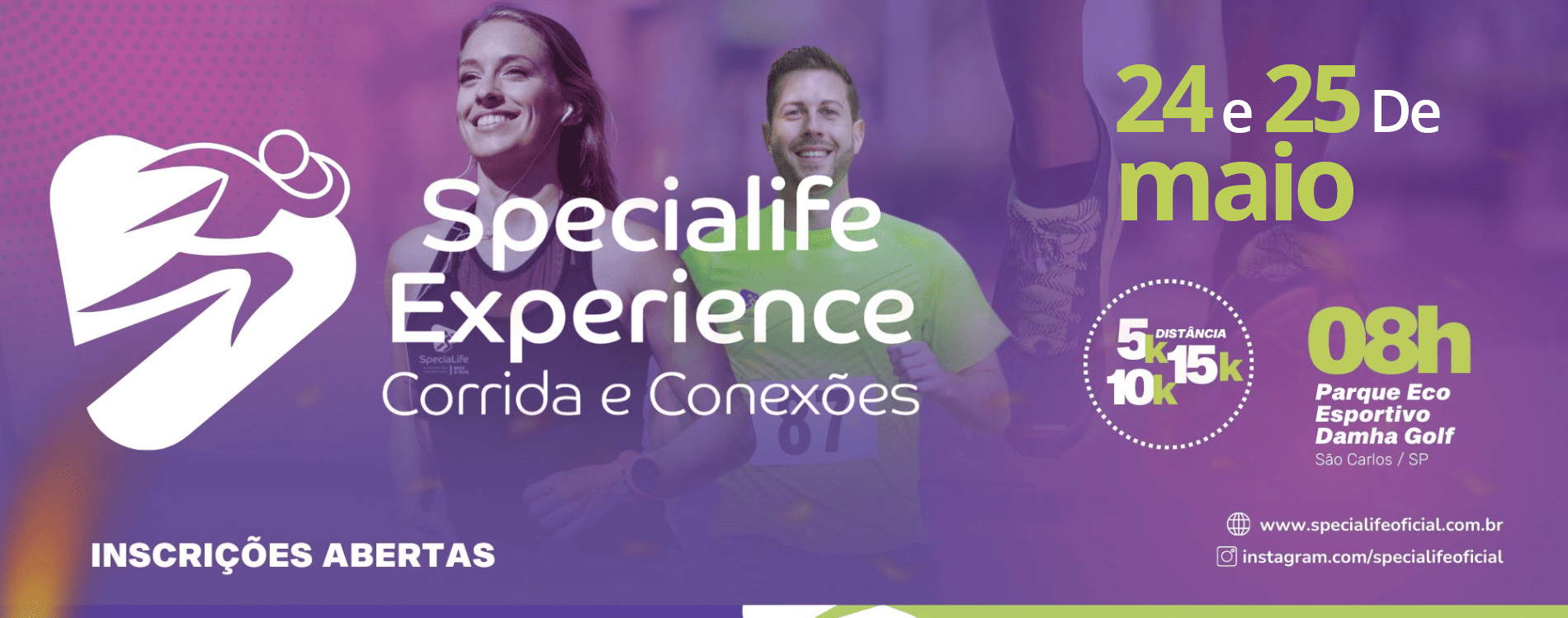 Imagem de divulgação do evento esportivo Specialife Experience Corrida e Conexões de Corrida que acontecerá no dia 25 de Maio de 2025 na cidade de São Carlos - SP