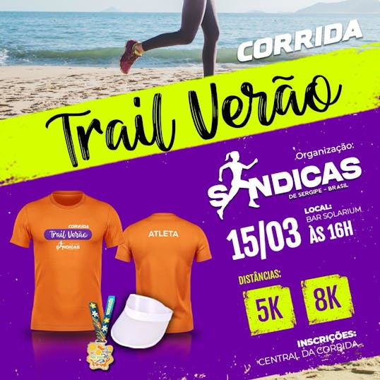 Image de divulgação do evento esportivo Corrida Trail Verão Síndicas Sergipe de Trail Run que acontecerá no dia 15 de Março de 2025 na cidade de Aracaju - SE