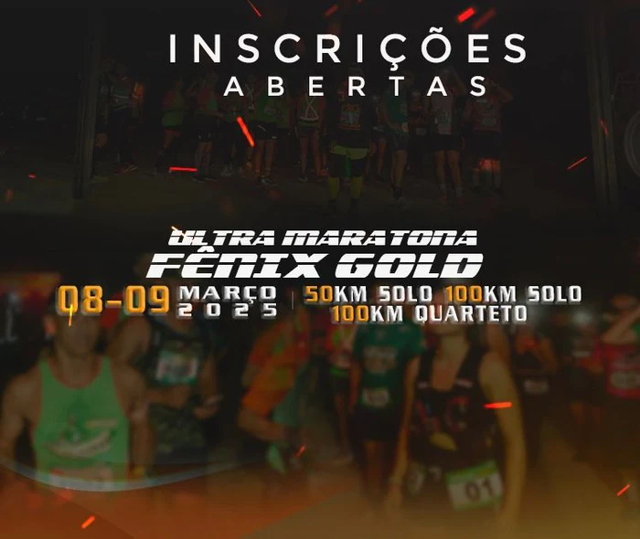 Imagem de divulgação do evento esportivo Ultramaratona Fênix Gold 2025 de Corrida que acontecerá no dia 8 de Março de 2025 na cidade de Cantá - RR